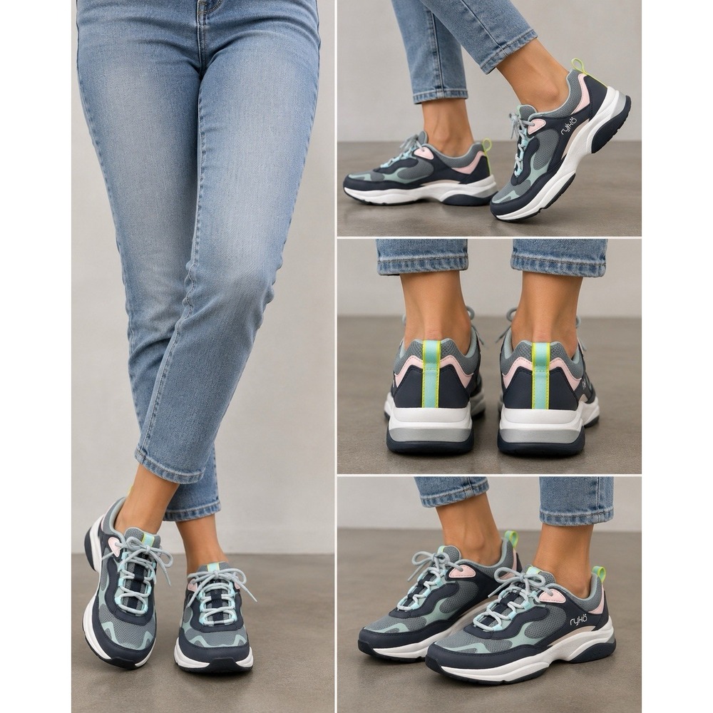Ryka Noriko Womens 10 M Walking Shoes Q-Contour Arch Support Navy Mint Sneakers - Picture 2 of 15